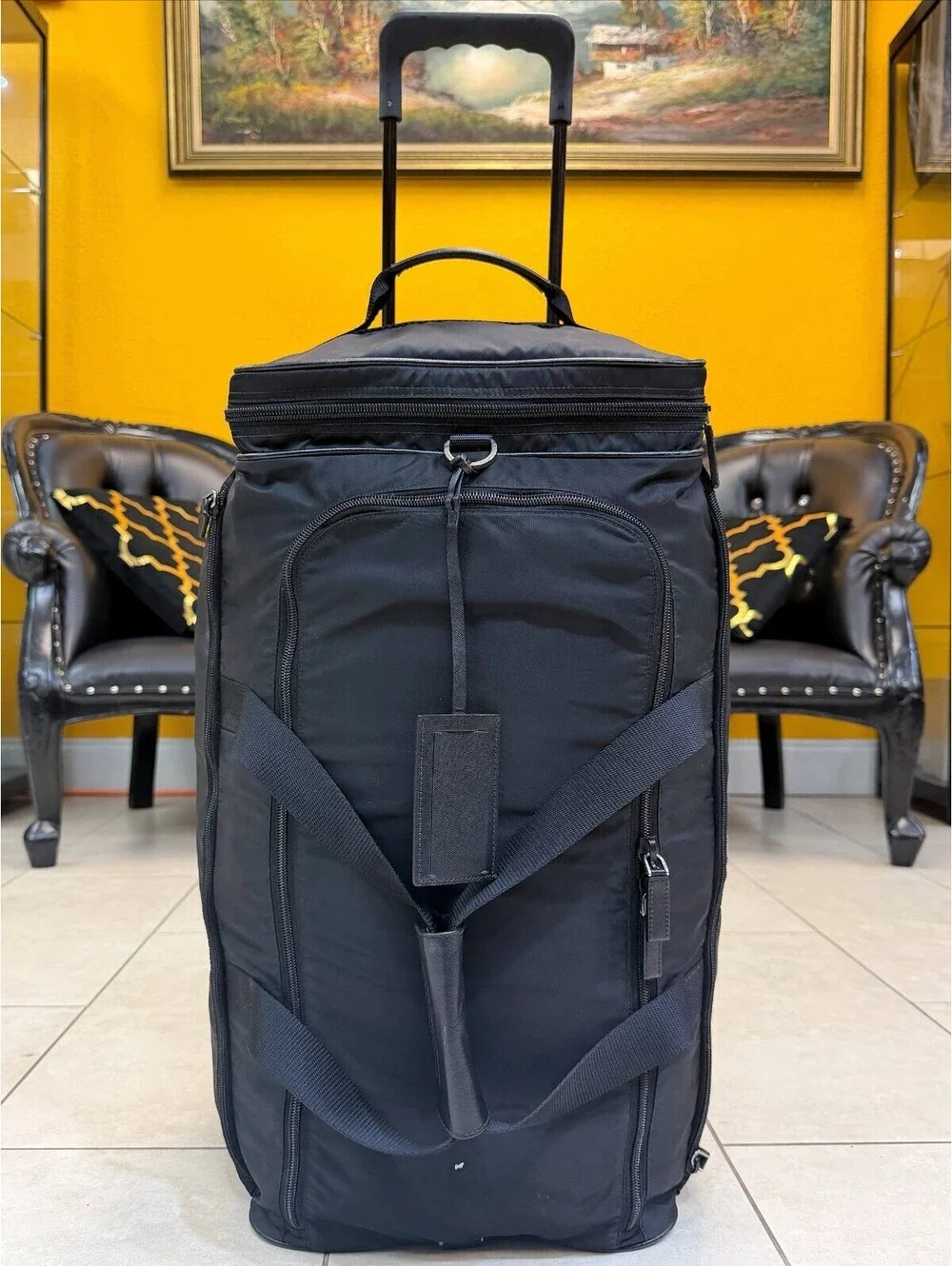 Prada Re-Nylon and Saffiano Leather Trolley Weekender Bag
